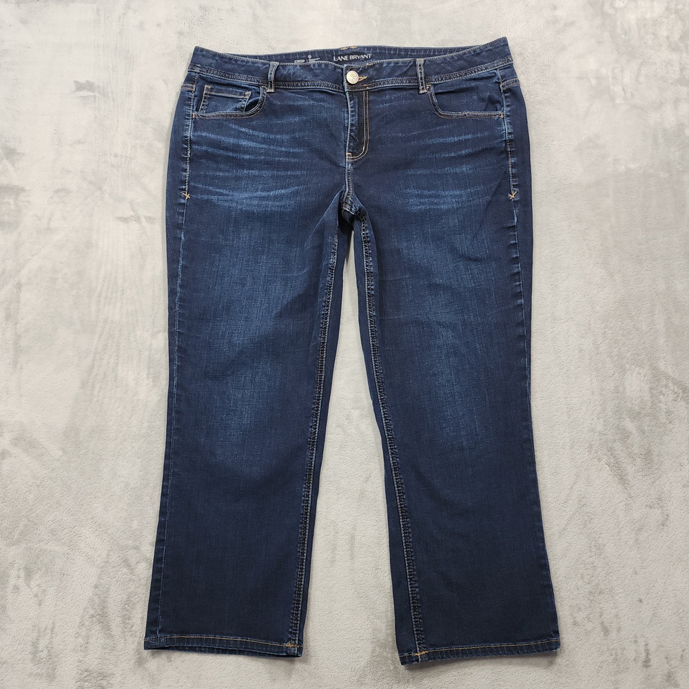 Lane Bryant Jeans Womens 20 Blue Dark Wash High Rise Crop Genius Fit Stretch